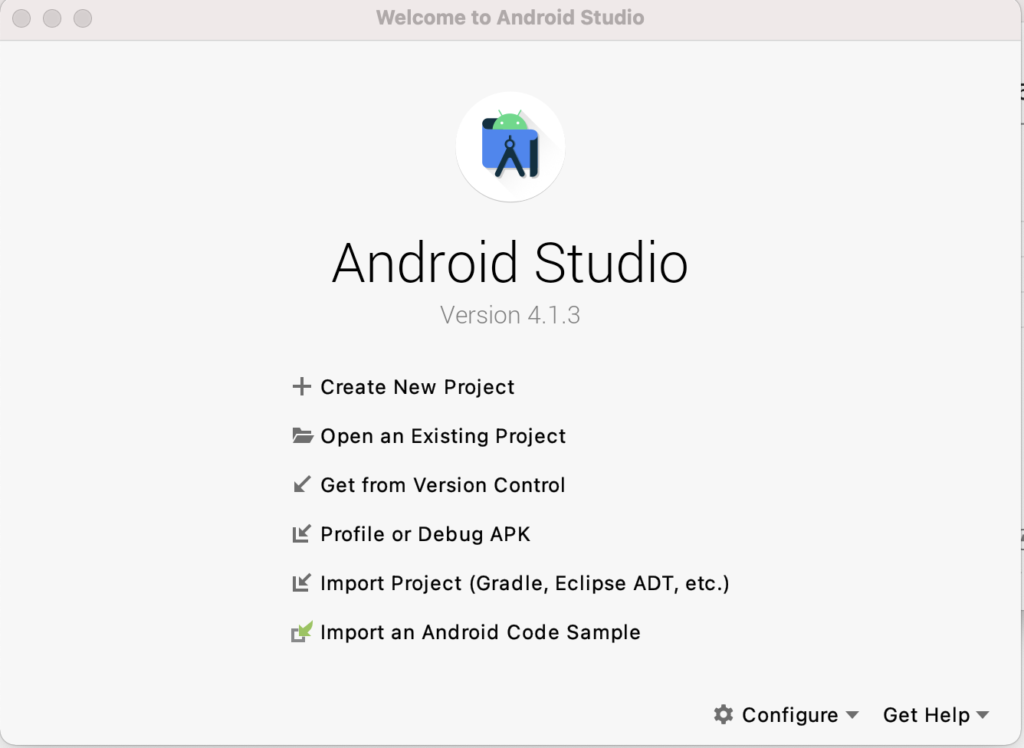 Android Stduioのホーム画面